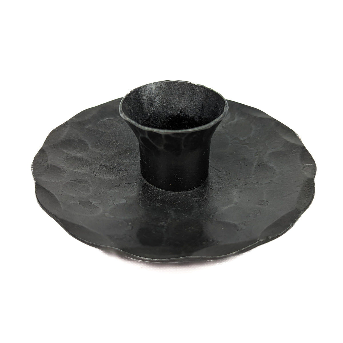 Bluecorn Beeswax Hand Forged taper holder with white background