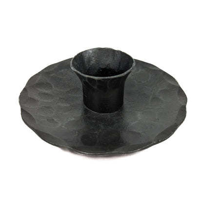 Bluecorn Beeswax Hand Forged taper holder with white background