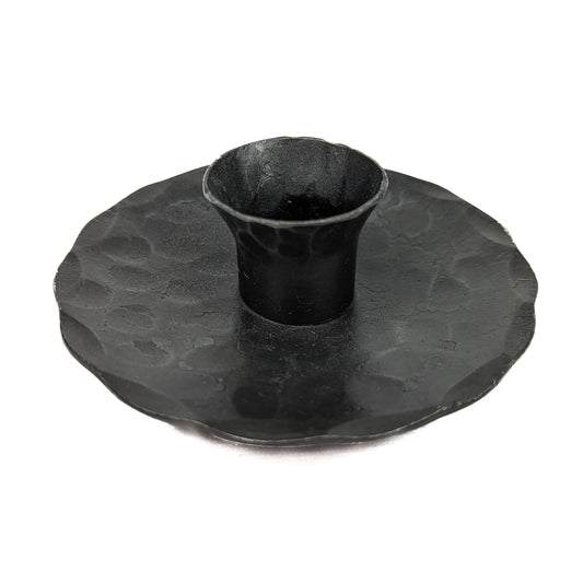 Bluecorn Beeswax Hand Forged taper holder with white background