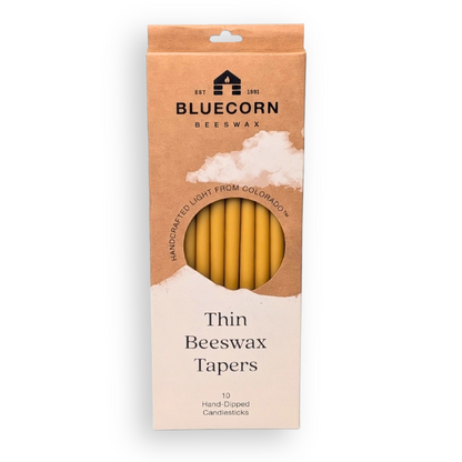 Thin Beeswax Taper Candles - Hand-Dipped, 10 Pack