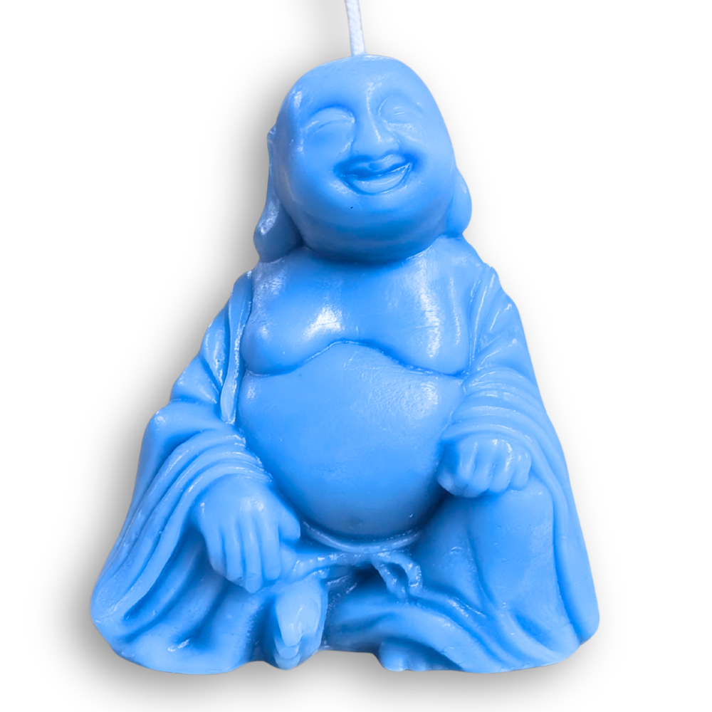 Sky Blue Buddha Candle with White Background