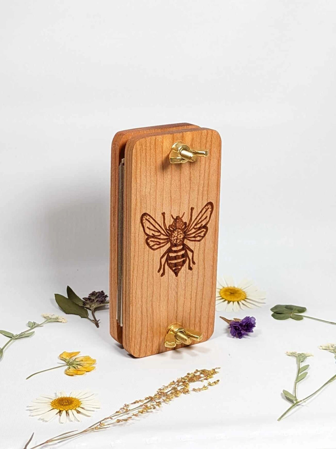 Pocket Flower Press with Hand-Drawn Bee Design