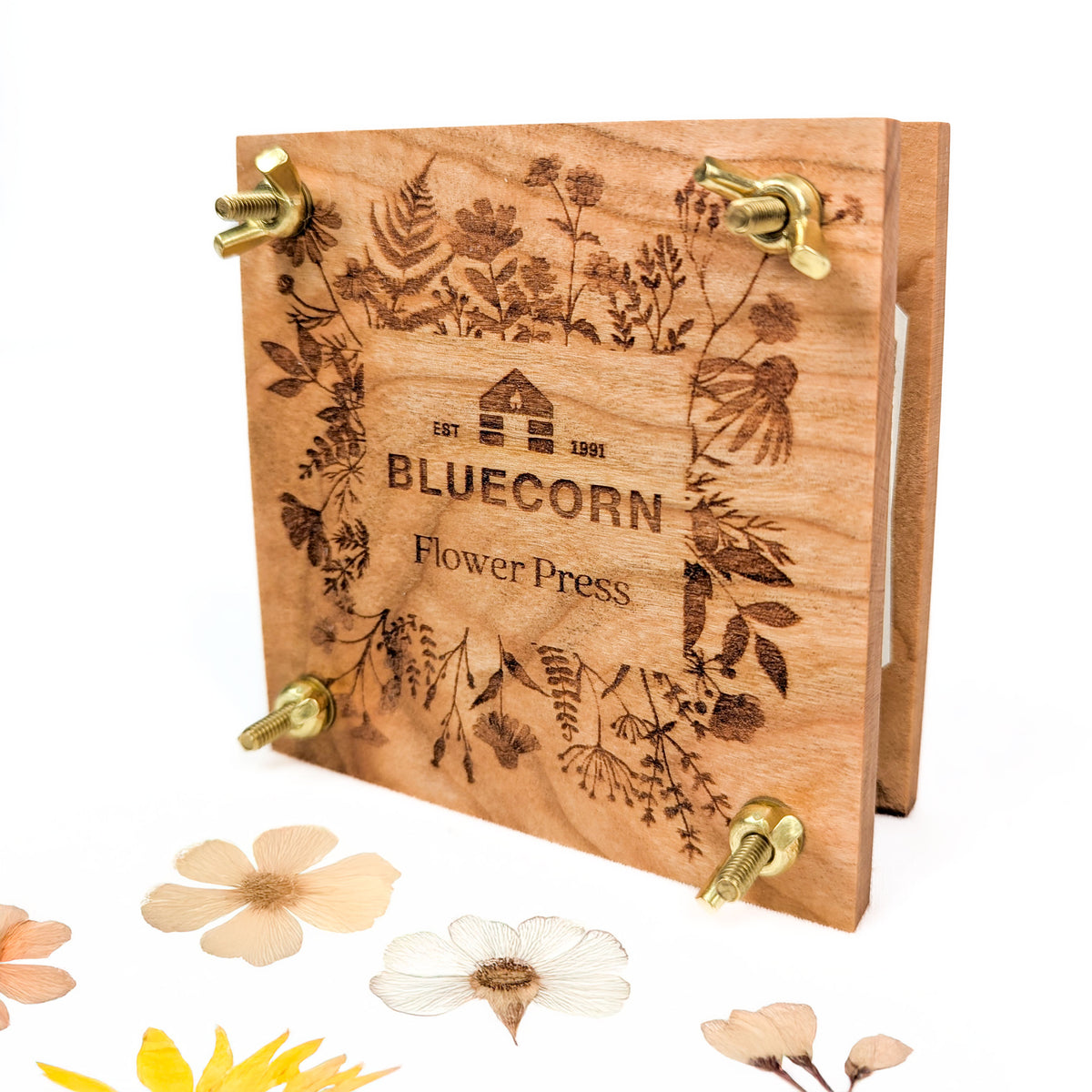 Bluecorn Flower Press - Cherry Wood - Handmade