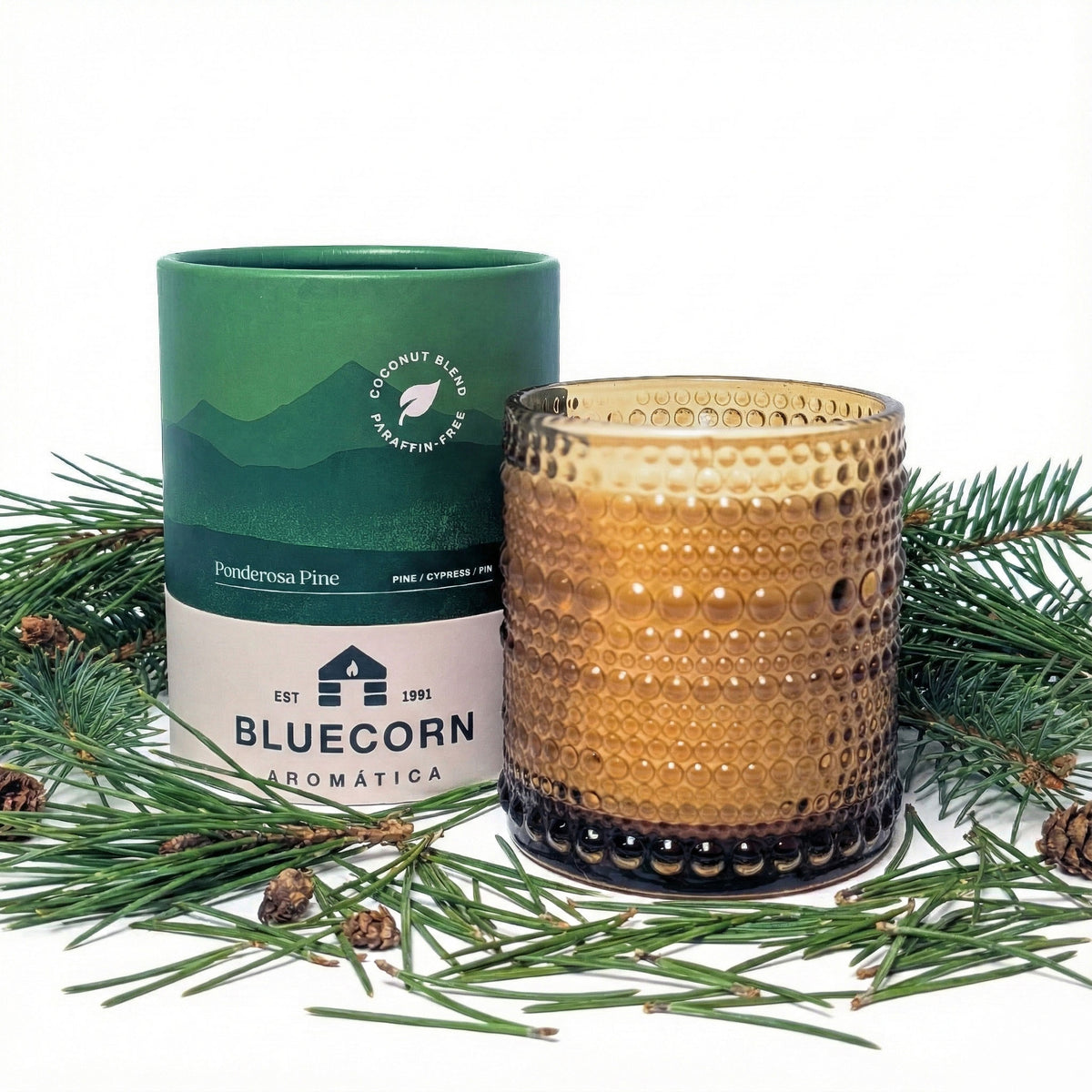 pine scented candle handmade in colorado with clean coconut wax. perfect candles for xmas