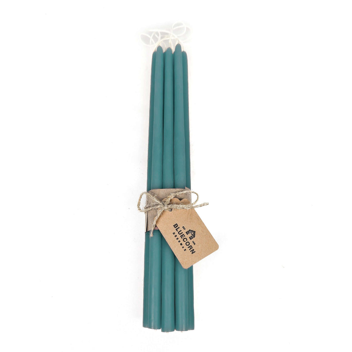 Bundle of teal thin beeswax taper candles