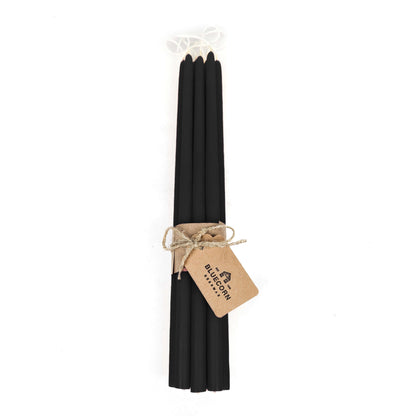 Black thin beeswax taper candles