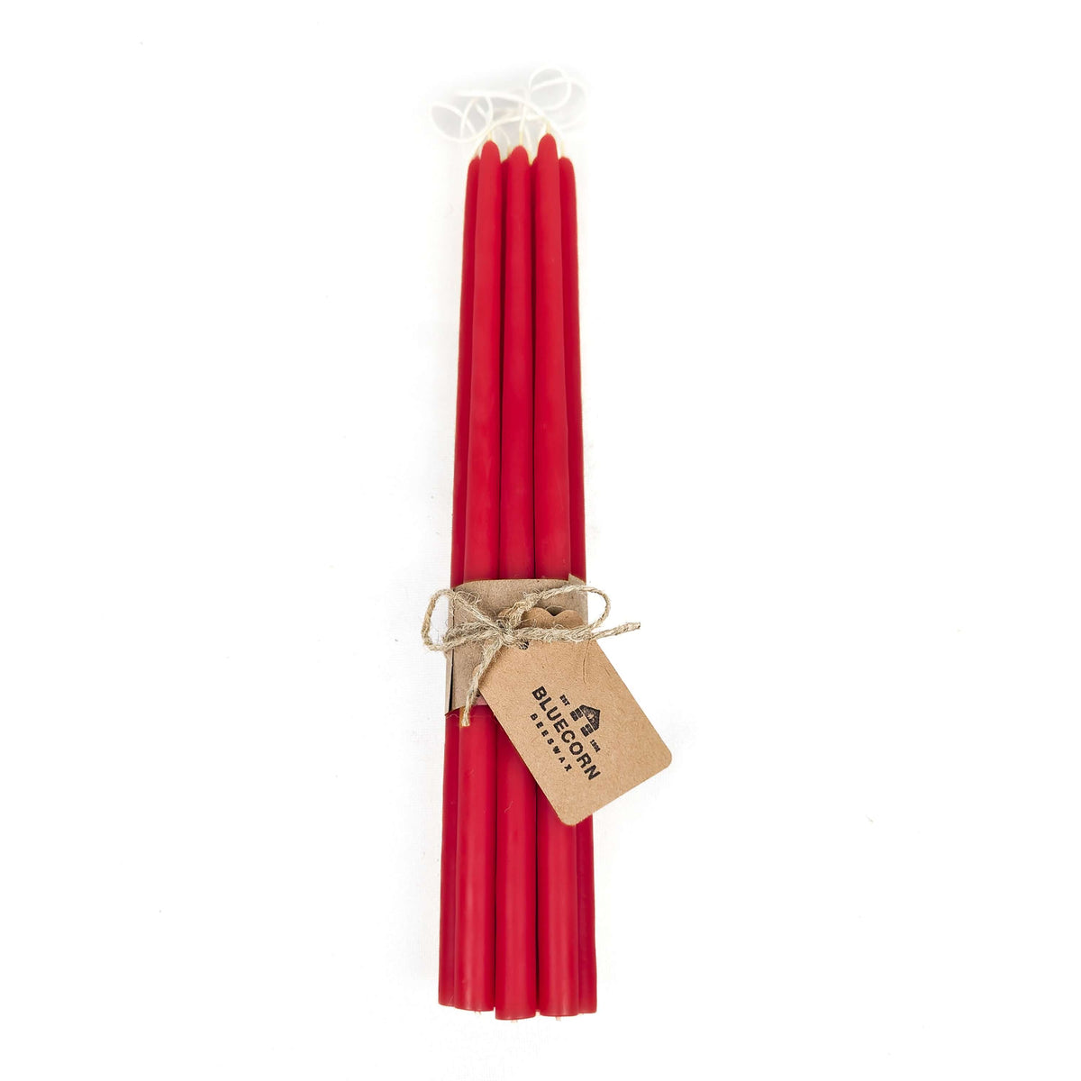 Bright red thin beeswax taper candles
