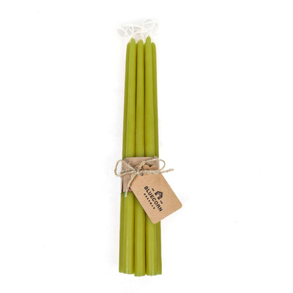 Pistachio green thin beeswax taper candles