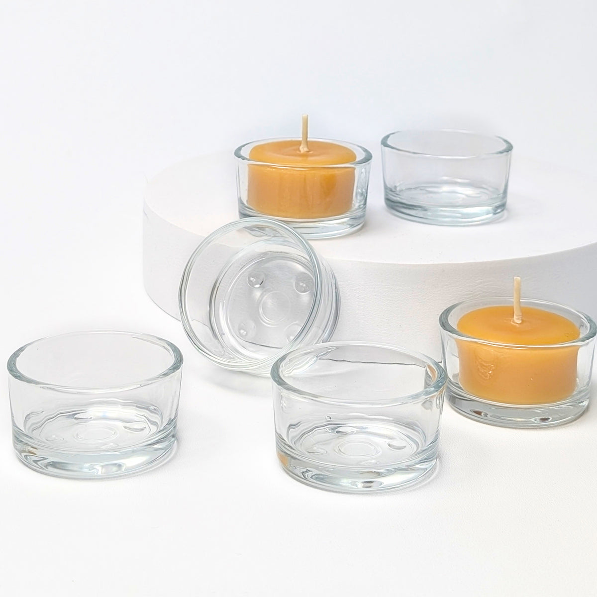 clear glass tea light candle holders with pure beeswax tealight candles bluecorn
