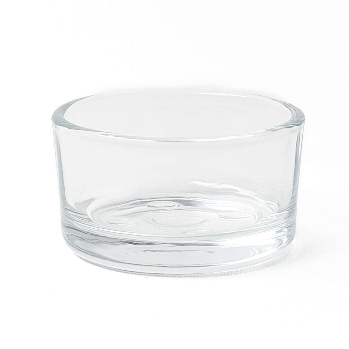 clear glass tea light holder for tea light refill candles with white background