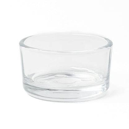 clear glass tea light holder for tea light refill candles with white background