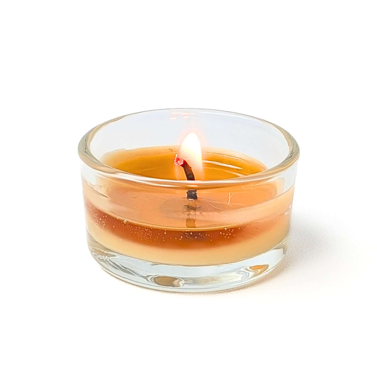pure beeswax tea light in refillable glass holder bluecorn

