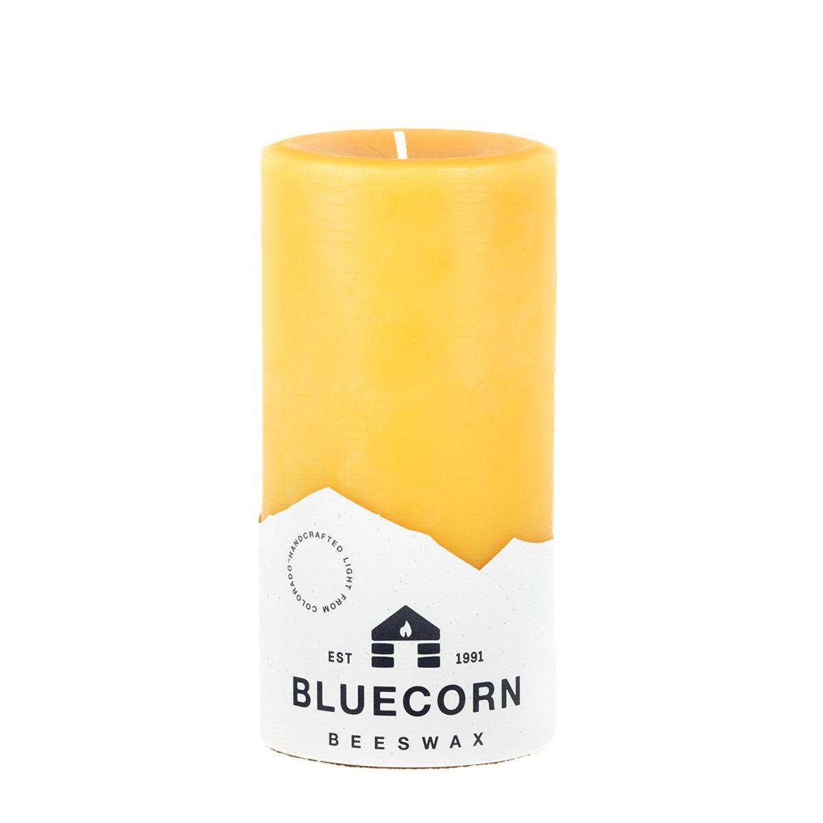 Large Raw Beeswax Pillar & Hand-Forged Holder Beeswax Candle Gift Set - Bluecorn Candles