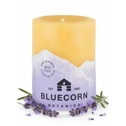 lavender scented pillar candle made with beeswax