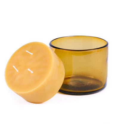 NEW Refill Candle- Pure Beeswax Candle for Blown Glass - Bluecorn Candles