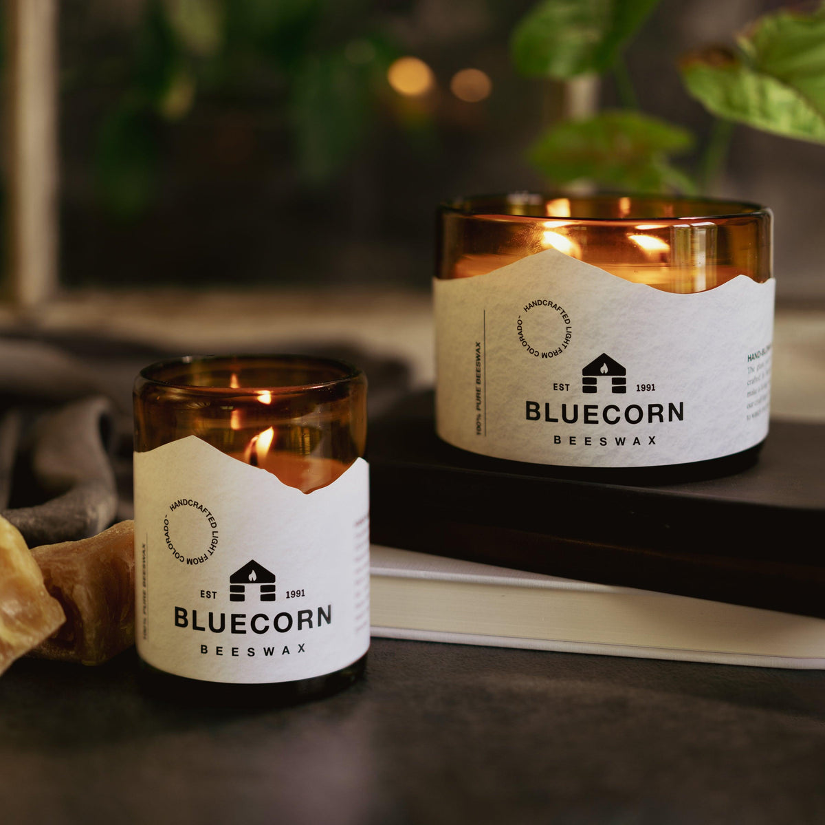 NEW Refill Candle- Pure Beeswax Candle for Blown Glass - Bluecorn Candles