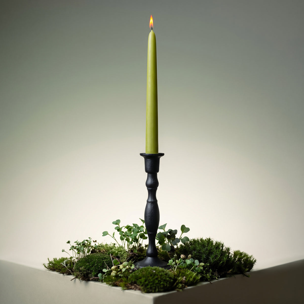 light green beeswax taper candles made of 100% pure beeswax
