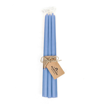 Sky blue thin beeswax taper candles
