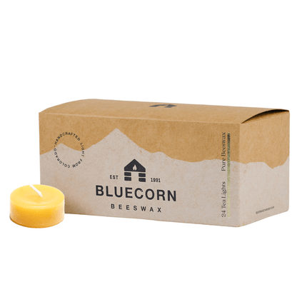 bluecorn beeswax refill tea light candles handmade in colorado sustainable and eco friendly